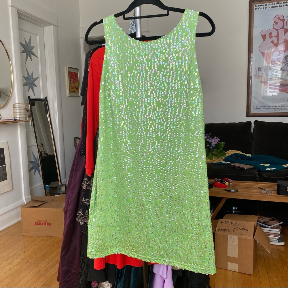Vintage Slime Green Mini Dress